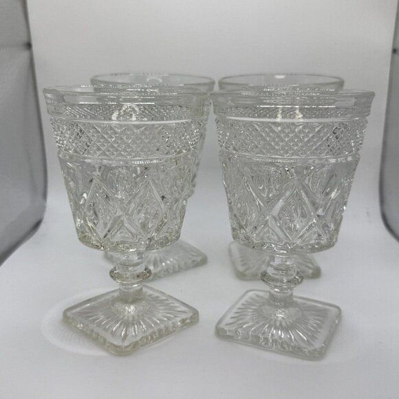 Set of 2 Vintage Imperial Glass Cape Cod Clear Low Water Goblets - Picture 5 of 8